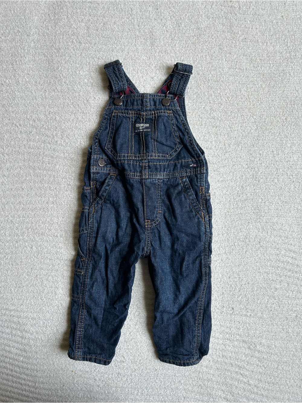 OshKosh B'gosh Indigo Denim Overalls with Red Accent